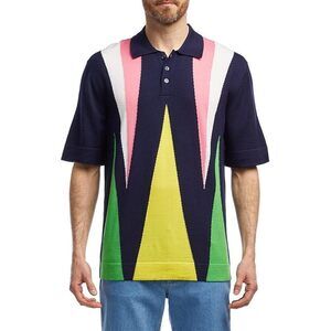 MOSCHINO Extrafine Merino Wool Seasonal Sweater Fantasy Print Blue EU 50 (MD)